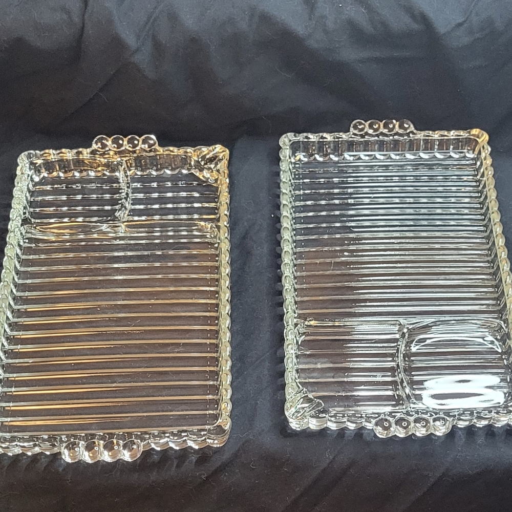 Vtg Orchard Crystal Snack Trays